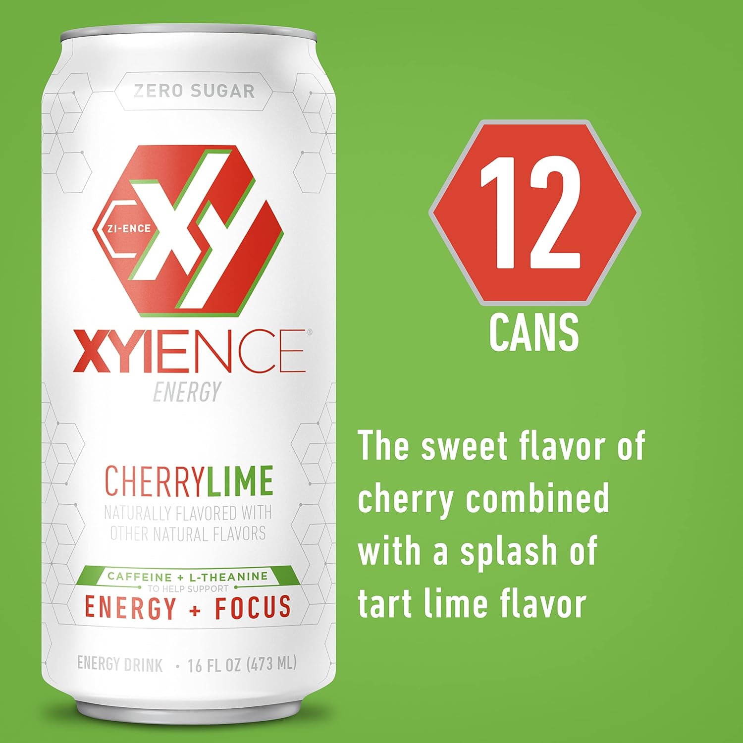 XYIENCE Energy Drink | Cherry Lime | Sugar Free | Zero Calories | Natural Flavors | Vitamin Fortified | 16 Ounce (Pack of 12) - Image 3